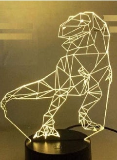3D Illusion Multicolor Night Light LED Abstract Line Dinosaur Touch Button USB Nightlight Unique Visualization Lighting Effects Art Sculpture Light