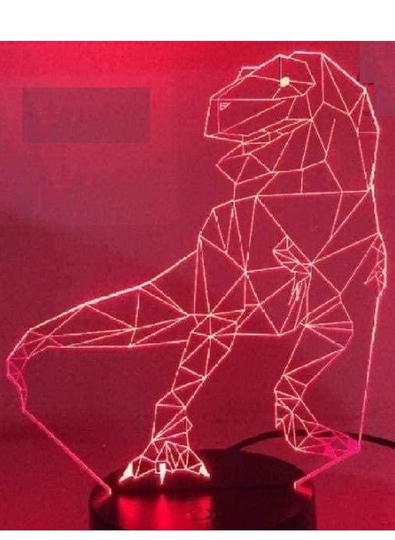 althiqahkey - 3D Illusion Multicolor Night Light LED Abstract Line Dinosaur Touch Button USB Nightlight Unique Visualization Lighting Effects Art Sculpture Light - Image 1