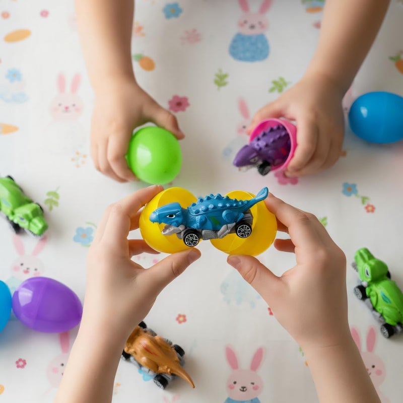 Holydeck 6 Pcs Prefilled Easter Eggs with Metal Dinosaur Car Toys Vehicles Set for Kids Girls Boys Easter Basket Stuffers Party Favors Easter Egg Fillers Hunt - Image 3