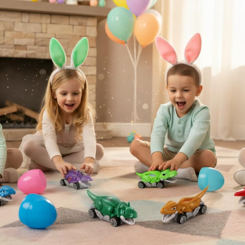 Holydeck 6 Pcs Prefilled Easter Eggs with Metal Dinosaur Car Toys Vehicles Set for Kids Girls Boys Easter Basket Stuffers Party Favors Easter Egg Fillers Hunt - Image 5
