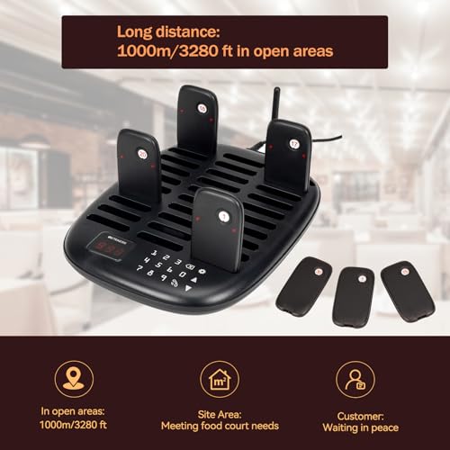 Retekess نظام جرس المطعم Retekess TD175P، جرسات، جرسات للمطاعم، 3280 قدم، مجموعة مع اهتزاز، ووميض وجرس، 30 جرس طلبات للمطعم، ساحة الطعام، الشركات - Image 2