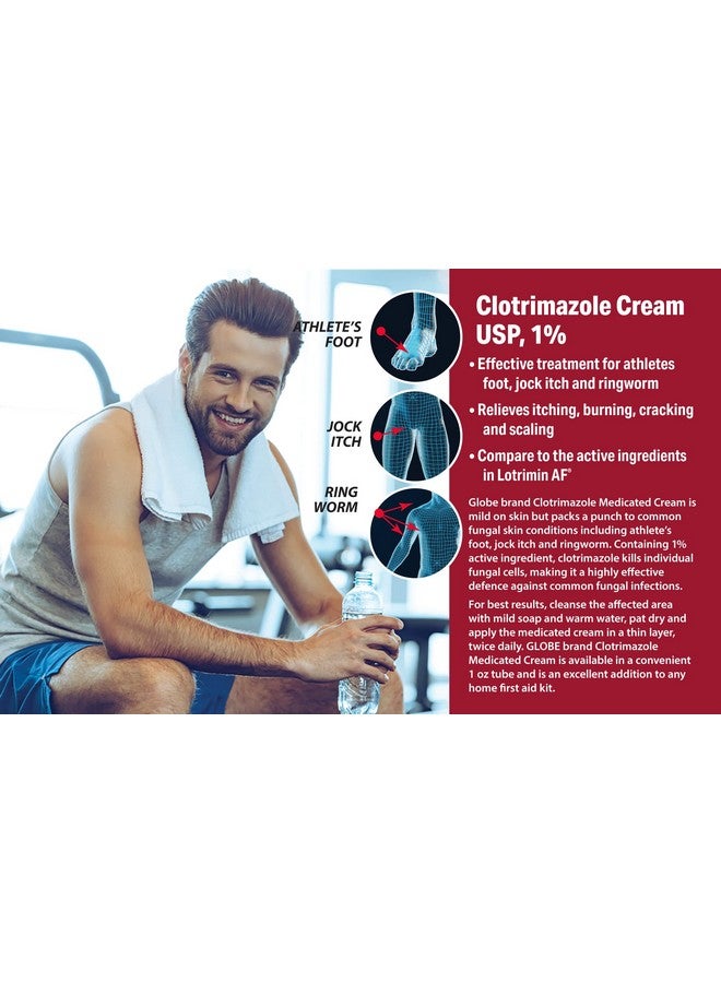 Globe Clotrimazole Antifungal Cream 1% USP, 1 oz (10 Pack), Anti Fungal Treatment, Relieves Itching, Burning, Cracking and Scaling Associated Athletes Foot, Jock Itch, Ringworm and More - Image 3