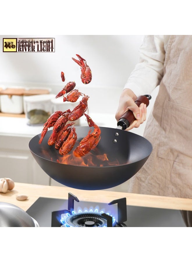 River Light Imported Iron Wok, Low 32cm Lightweight Stir-fry Pan, Non-coated Cooking Pan, Compatible With Induction And Gas Stoves - Image 2