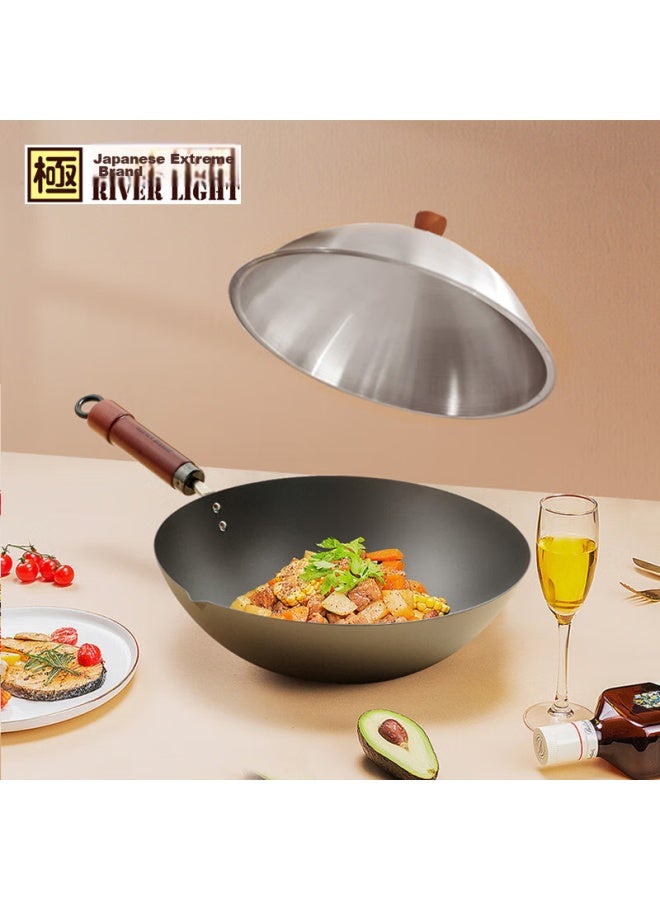River Light Imported Iron Wok, Low 32cm Lightweight Stir-fry Pan, Non-coated Cooking Pan, Compatible With Induction And Gas Stoves - Image 3