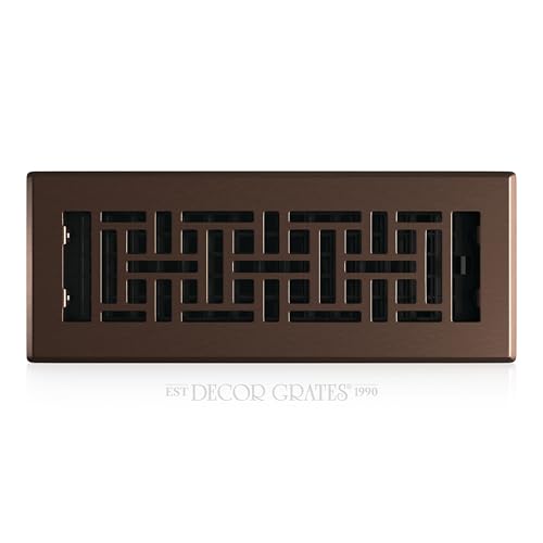Decor Grates Metal Oriental Decorative Air Vent Cover 3x10 Floor Register Adjustable Control Lever AC Floor Vent Covers for Home Floor Vents Fits 3 x 10 Inch Opening Rubbed Bronze AJH310RB