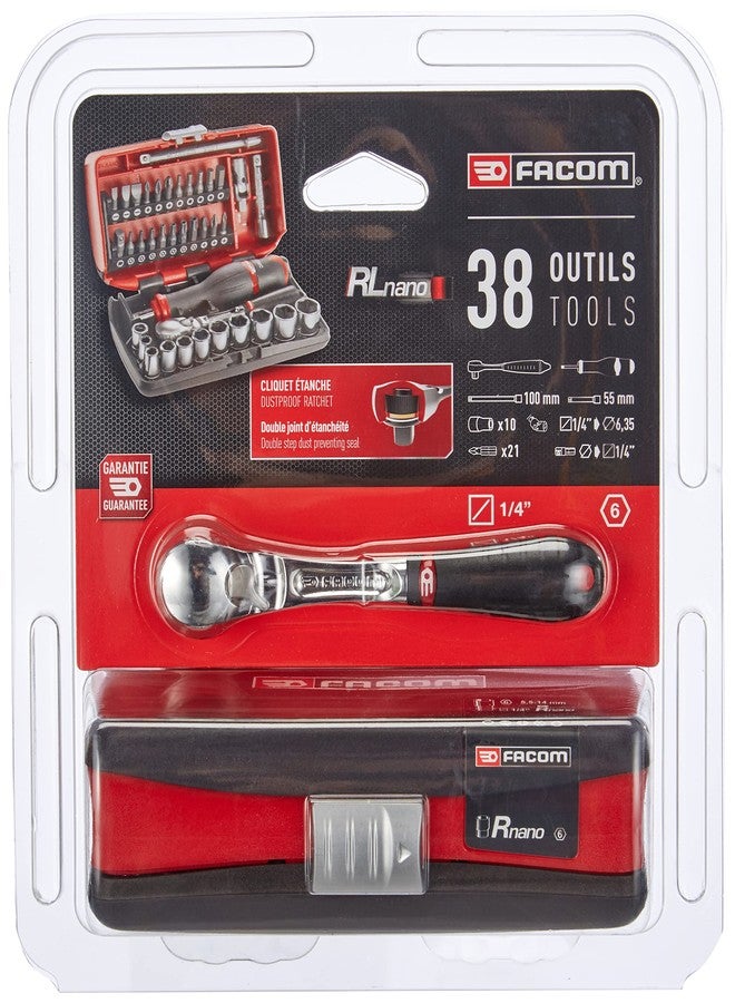 FACOM - 1/4 Inch Square Socket Set (38 Tools & Parts) - RL.NANO1PB - Ratchet Wrenches, Screwdrivers and Bits - Complete Clamping and Screwing Set - Hand Tools - Image 5