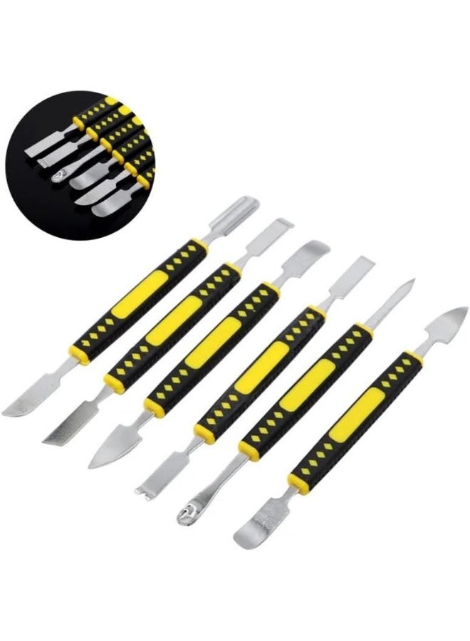Rubik 6In1 Crowbar Pry Bar Repair Tools Kit Set, Double-Headed, For Electronics Mobile Phone pieces Prying Opening Disassembly Scraper, Metal Dual Ends Spudger Set  - Image 1