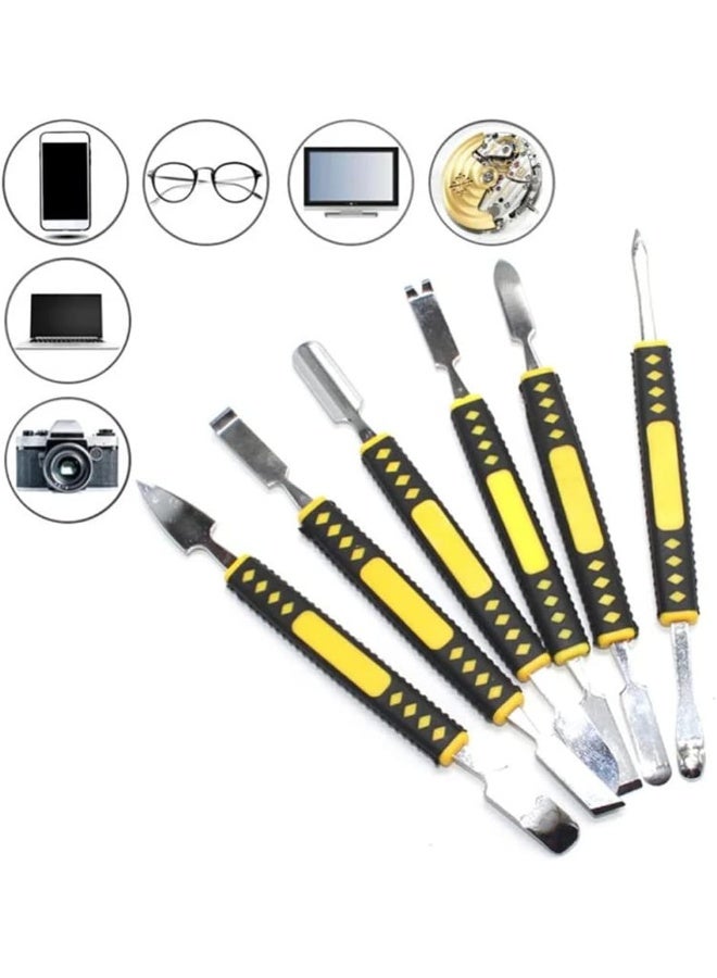 Rubik 6In1 Crowbar Pry Bar Repair Tools Kit Set, Double-Headed, For Electronics Mobile Phone pieces Prying Opening Disassembly Scraper, Metal Dual Ends Spudger Set  - Image 5