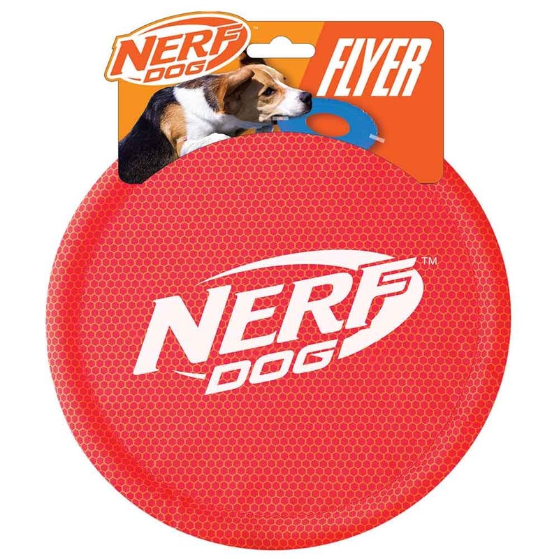 Nerf Dog Nylon Flyer Dog Toy Flying Disc Lightweight Durable and Water Resistant Great for Beach and Pool 9 inch diameter for MediumLarge Breeds Single Unit Red - Image 2