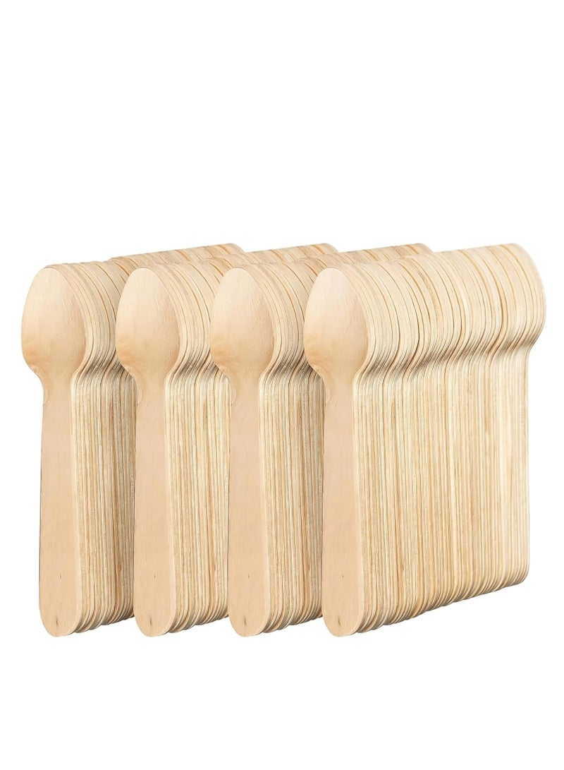 100 Pieces Disposable Wooden Spoons - Set of 4.3 inch (11cm) mini wooden teaspoons are perfect for serving ice cream and desserts, suitable for parties and special events, also suitable for crafts and arts and crafts.  - Image 1
