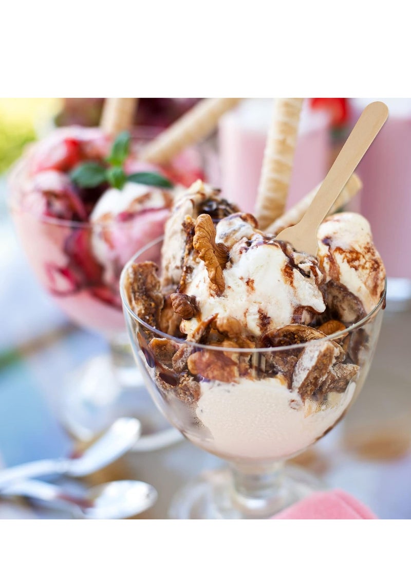 100 Pieces Disposable Wooden Spoons - Set of 4.3 inch (11cm) mini wooden teaspoons are perfect for serving ice cream and desserts, suitable for parties and special events, also suitable for crafts and arts and crafts.  - Image 3