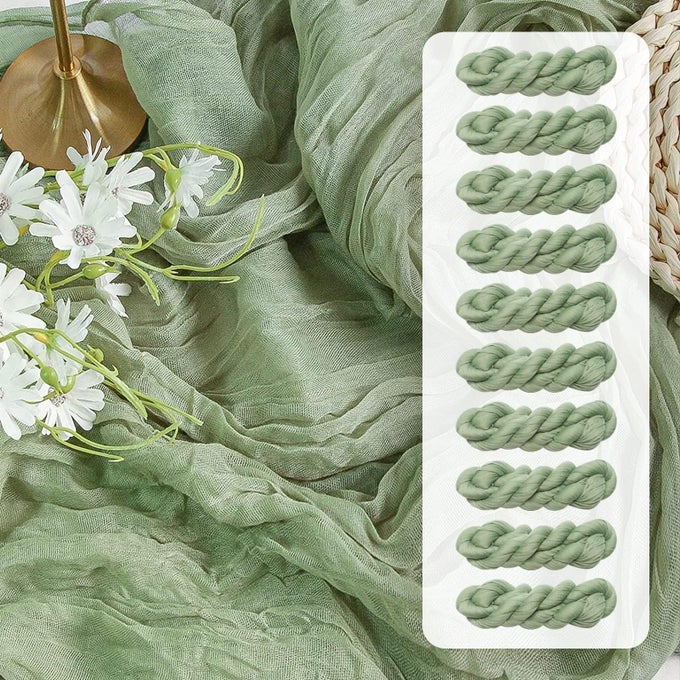 10 PACK SAGE GREEN TABLE RUNNER 35X120 INCHES FOR BABY SHOWER DECORATION GAUZE TABLE RUNNER FOR WEDDING PARTY FIRST COMMUNION CENTERPIECE ENGAGEMENT BRIDAL SHOWER BOHO DECORATION SAGE GREEN