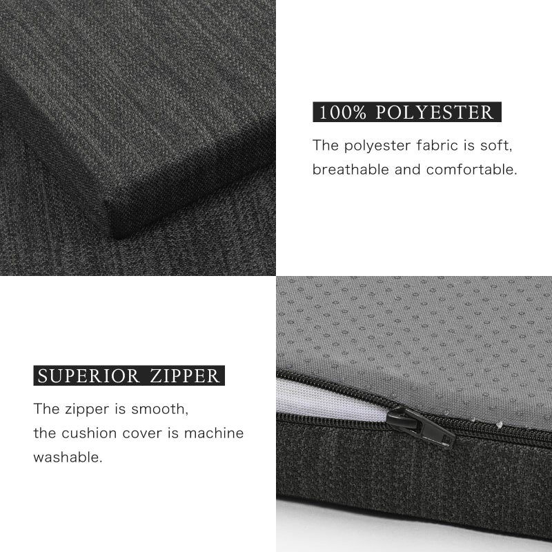baibu 59 Inch Classic Solid Color Bench Cushion with Ties, Non-Slip Indoor Rectangle Bench Seat Cushion Standard Size Foam Pad with Machine Washable Cover (Black, 59x16x1.5Inch) - Image 4