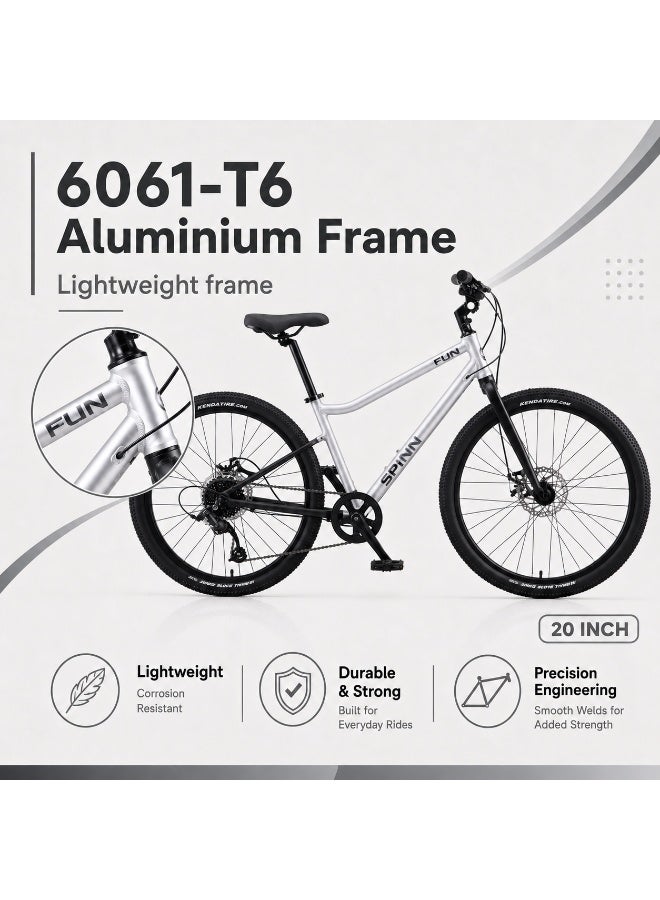 SPINN Fun 8D 20-Inch  Kids & Teens | 20-Inch Wheel Size | Adjustable Seat | 8-Speed Disc Brake | Space Black - Image 3