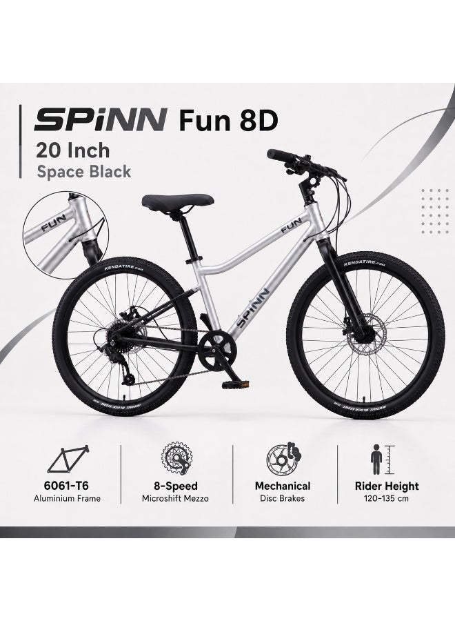 SPINN Fun 8D 20-Inch  Kids & Teens | 20-Inch Wheel Size | Adjustable Seat | 8-Speed Disc Brake | Space Black - Image 2