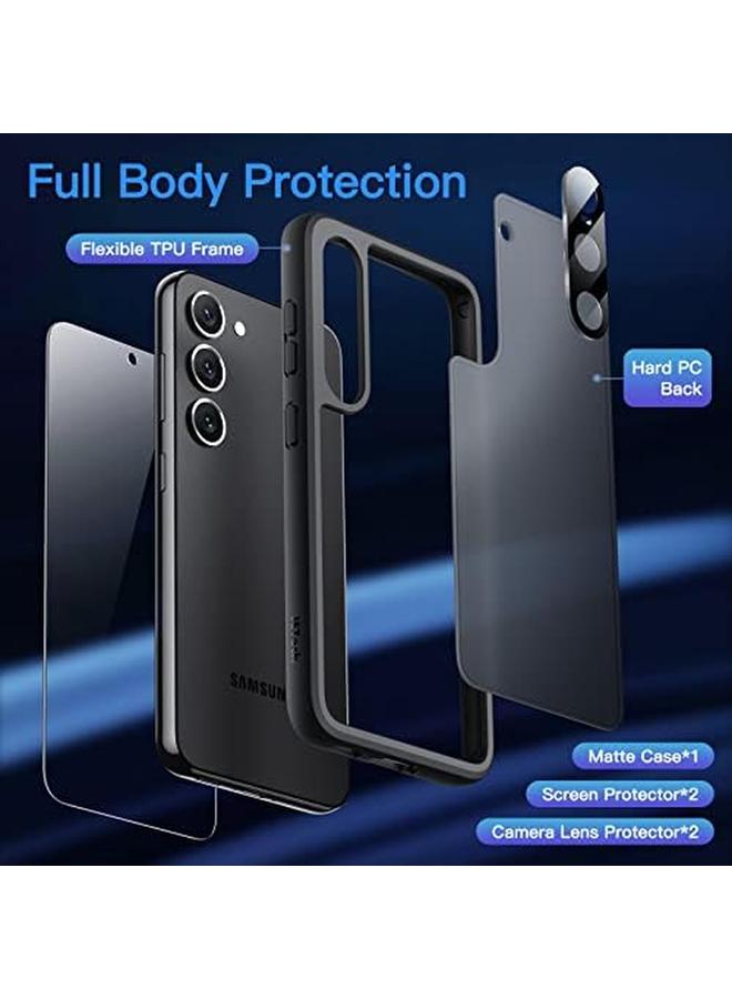 Jetech In 1 Matte Case For Samsung Galaxy S23 Plus S23 Plus 6.6 Inch With 2 Screen Protector And 2 Camera Lens Protector Translucent Back Protective Phone Cover Tempered Glass Film Black - Image 2