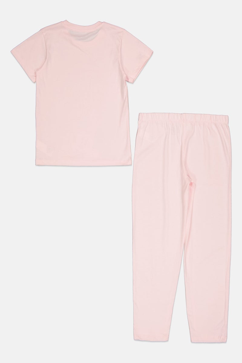 Disney Kids Girl 2 Pcs Mickey And Friends Top And Bottom Pajama Set, Pink - Image 2