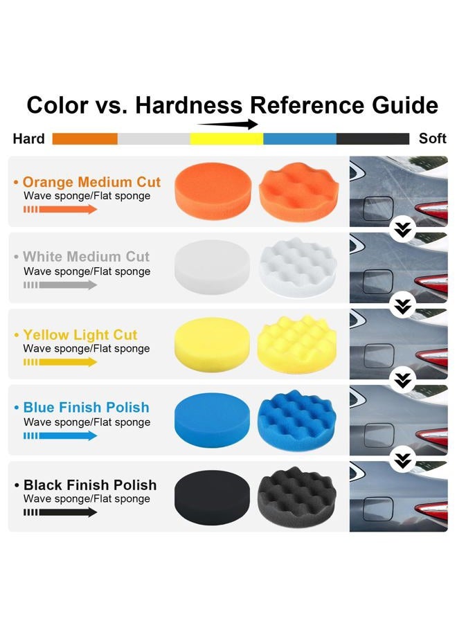 GOH DODD Car Foam Drill Polishing Pad Kit, 4 inch 24 Pieces Polisher Buffing Pads, Wool Pads, Backing Plate, M10 Drill Adapter for Washing, Cleaning & Waxing - Image 3