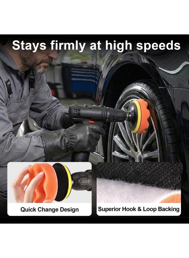 GOH DODD Car Foam Drill Polishing Pad Kit, 4 inch 24 Pieces Polisher Buffing Pads, Wool Pads, Backing Plate, M10 Drill Adapter for Washing, Cleaning & Waxing - Image 5
