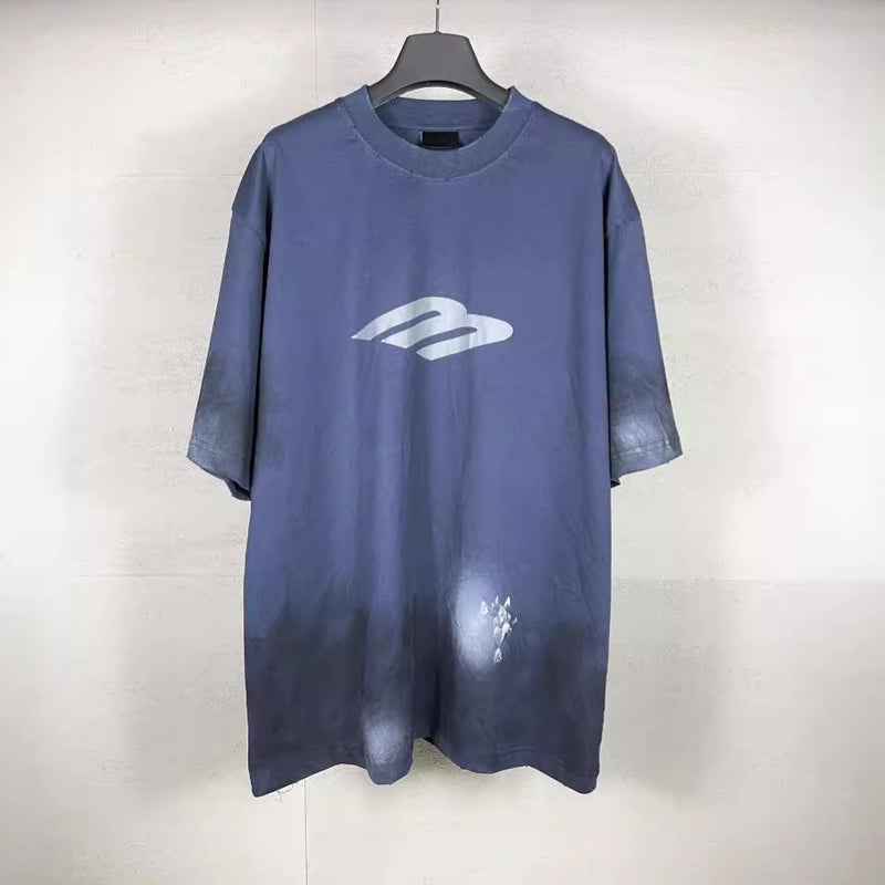 Paris B Brand High-End Version Front 3B Mud-Painted Distressed Wash Vintage Loose Short-Sleeve T-Shirt For Men And Women - Image 4