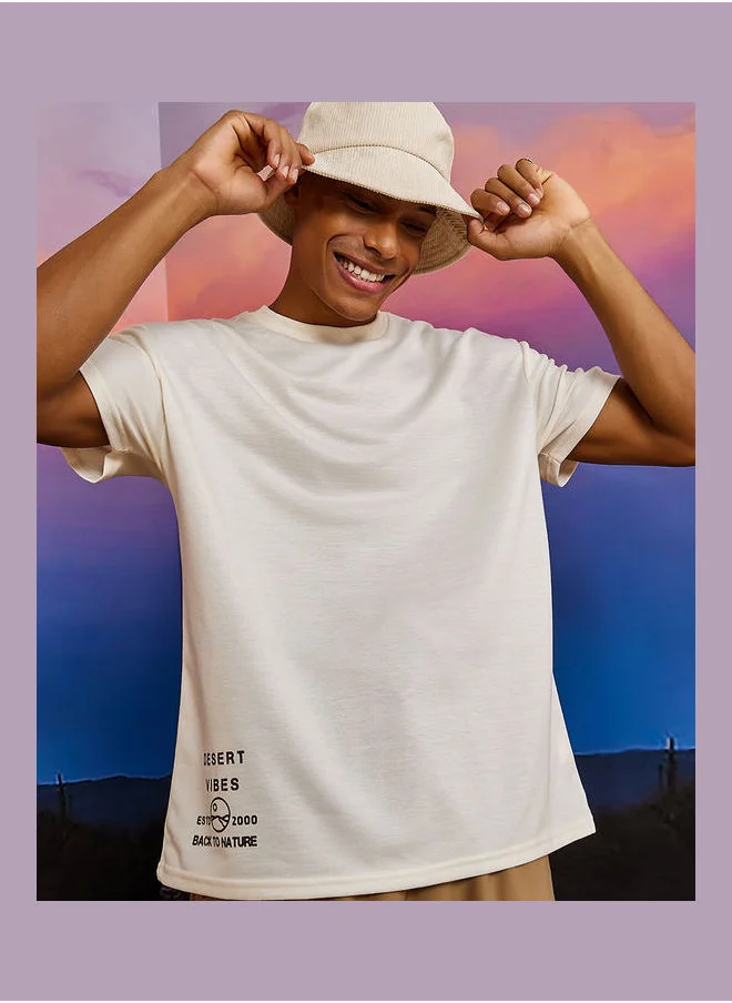Styli Placement Print Oversized Terry T-Shirt