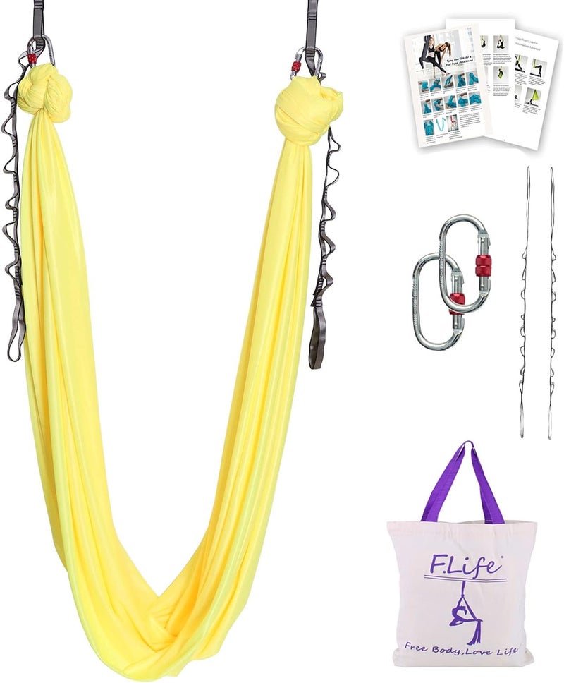 Flife Aerial Silk Yoga Hammock & Swing for yoga Inversion,Strength training,starter hardware kit - Image 1