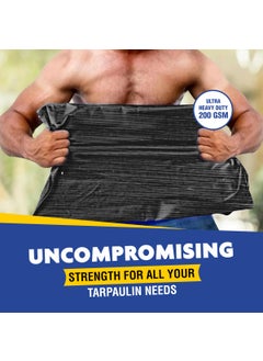 Strongapaulin STRONGAPAULIN Tarpaulin 200 GSM Tirpal Tadpatri Tharpai Thadika Extra Strong Reinforced Eyelets UV Resistant 100 Waterproof Virgin 6 Layer MLCL 3D Rib Technology 9ftx6ft Black  - Image 3