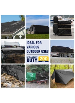 Strongapaulin STRONGAPAULIN Tarpaulin 200 GSM Tirpal Tadpatri Tharpai Thadika Extra Strong Reinforced Eyelets UV Resistant 100 Waterproof Virgin 6 Layer MLCL 3D Rib Technology 9ftx6ft Black  - Image 4