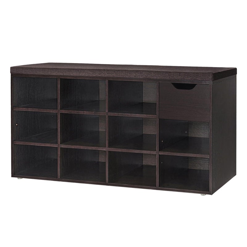 DINZI LVJ DINZI LVJ Shoe Bench Entryway Storage Bench with Drawer and 11 Cubbies Cubby Shoe Rack with Adjustable Shelves Shoe Organizer Cabinet for Living Room Bedroom Mudroom Closet and Garage Espresso