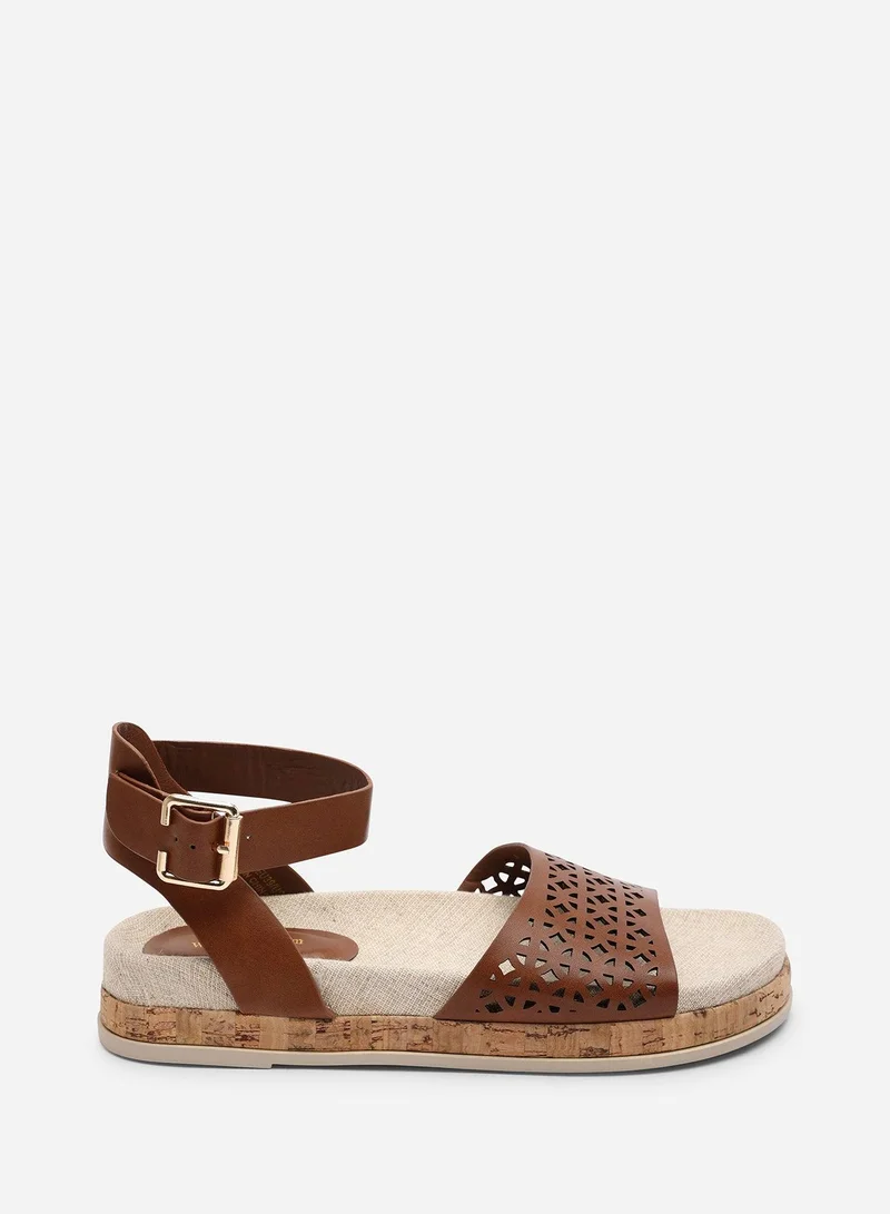 من أين هذه Bask Cutout Design Flatform Tan Sandal