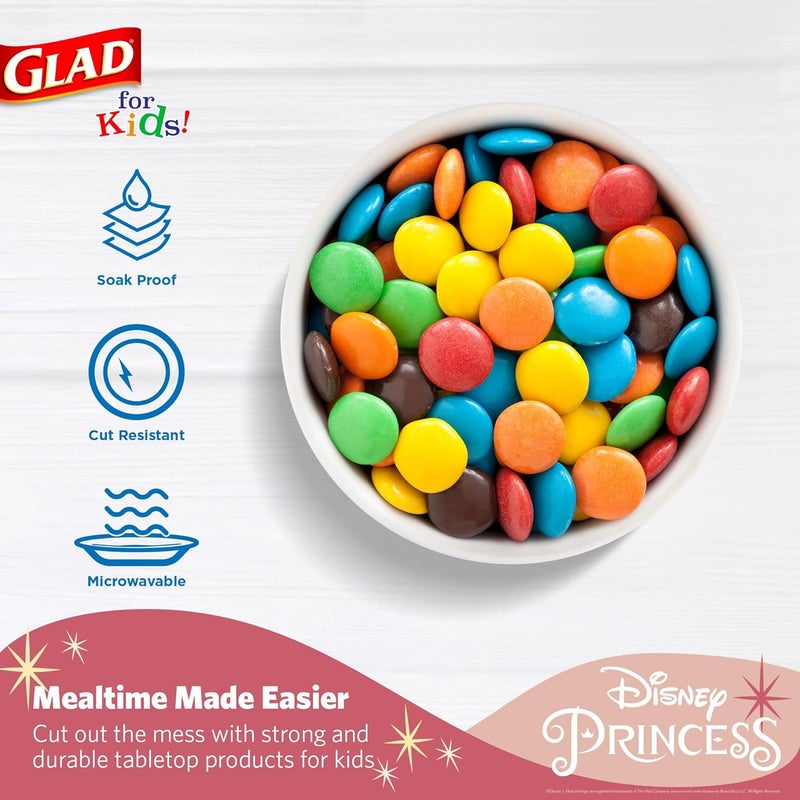 Glad for Kids Disney Princess Paper Snack Bowls, “Magic is in All of US” - Heavy Duty, Microwavable, Disposable Snack Cups with Lid for Soup or Ice Cream, 6 Ounce, 20 Count - Image 3