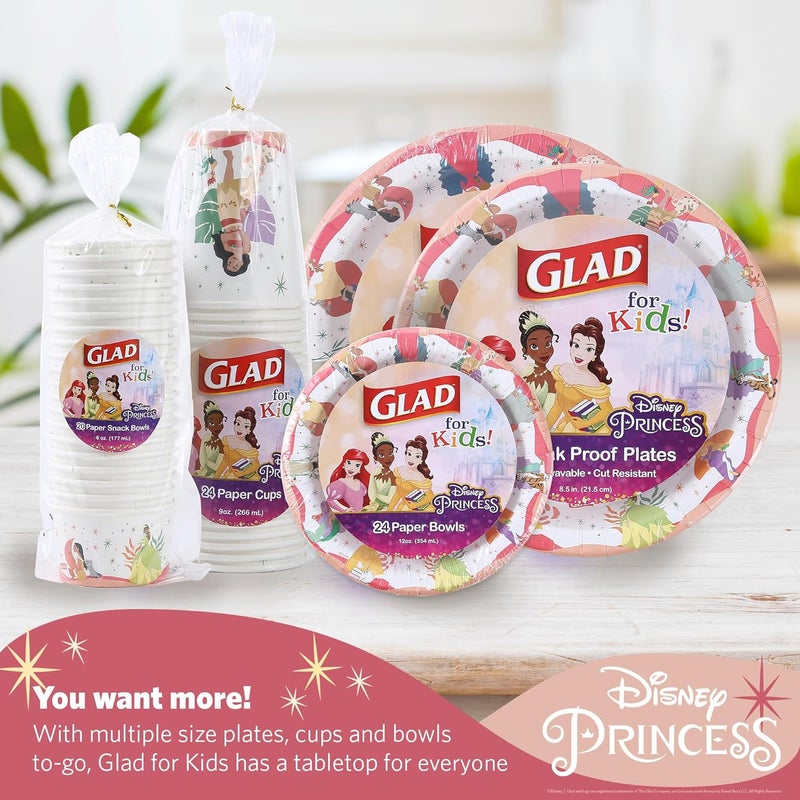 Glad for Kids Disney Princess Paper Snack Bowls, “Magic is in All of US” - Heavy Duty, Microwavable, Disposable Snack Cups with Lid for Soup or Ice Cream, 6 Ounce, 20 Count - Image 5