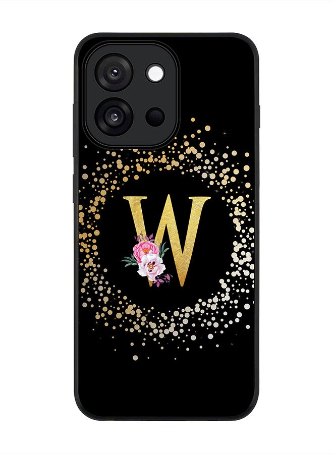 Stylizedd For OnePlus 13s / 13T Case,Slim fit Camera Protection, Shockproof Thin Phone cover  - Custom Monogram Floral - W ( Black )