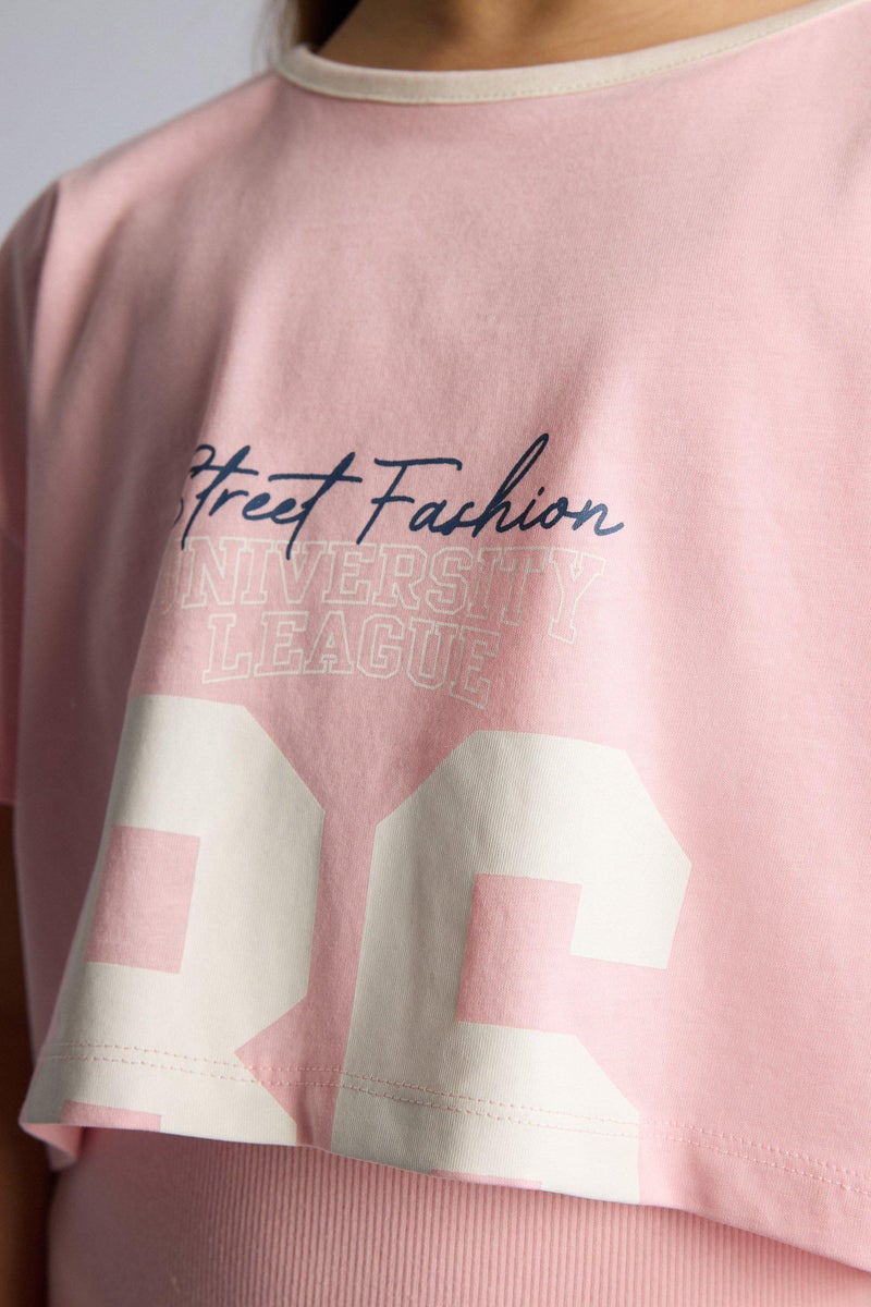 DeFacto Pink Girl 2 piece Short Sleeve Knitted Dress Casual - Image 4