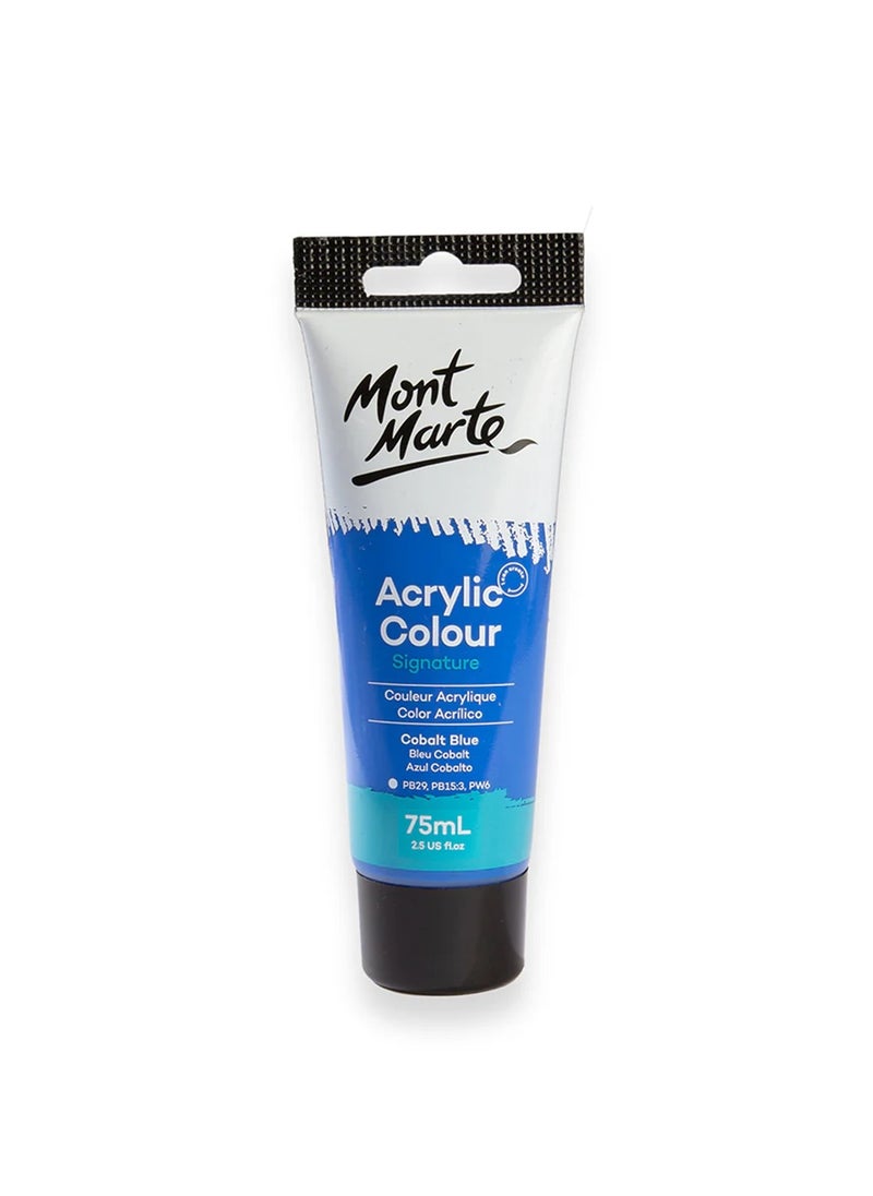 Mont Marte Signature Acrylic Colour Paint Tube 75ml Content Cobalt Blue  - Image 1