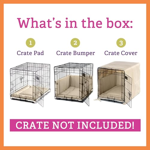 Pet Dreams 3-Piece Set Includes Dog Crate Cover, Dog Mat & Bumper Pad- Washable Kennel Bedding fits iCrate Cages 24, 30, 36, 42 Inch (Grey, Large, 36") - Image 2