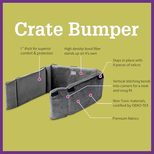 Pet Dreams 3-Piece Set Includes Dog Crate Cover, Dog Mat & Bumper Pad- Washable Kennel Bedding fits iCrate Cages 24, 30, 36, 42 Inch (Grey, Large, 36") - Image 4