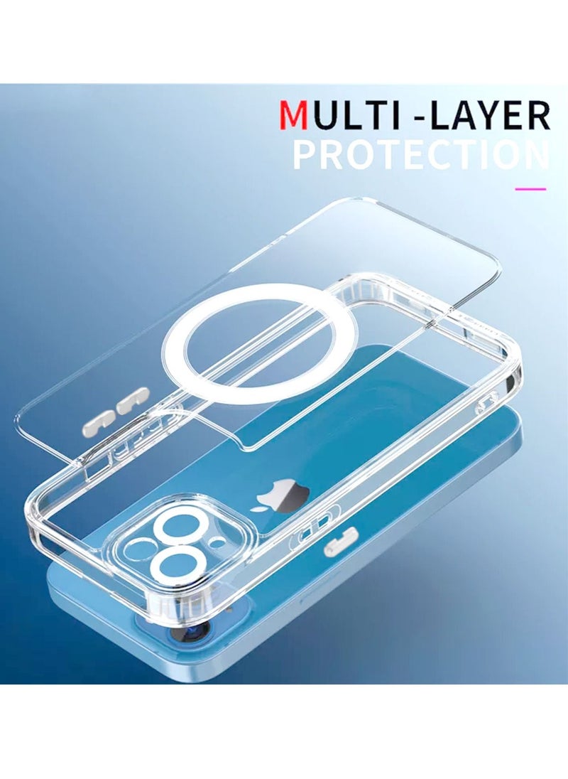 Wtech - Magnetic Magsafe Transparent Soft TPU Case Cover For Apple iPhone 14 Clear - Image 1
