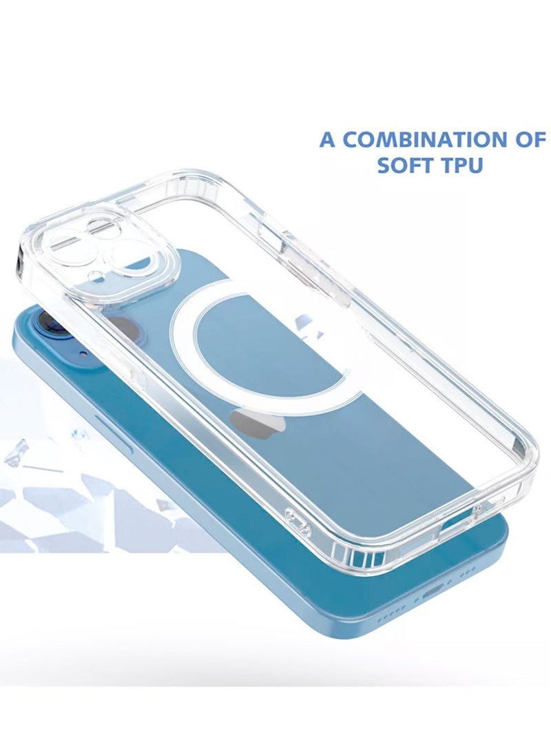Wtech - Magnetic Magsafe Transparent Soft TPU Case Cover For Apple iPhone 14 Clear - Image 1