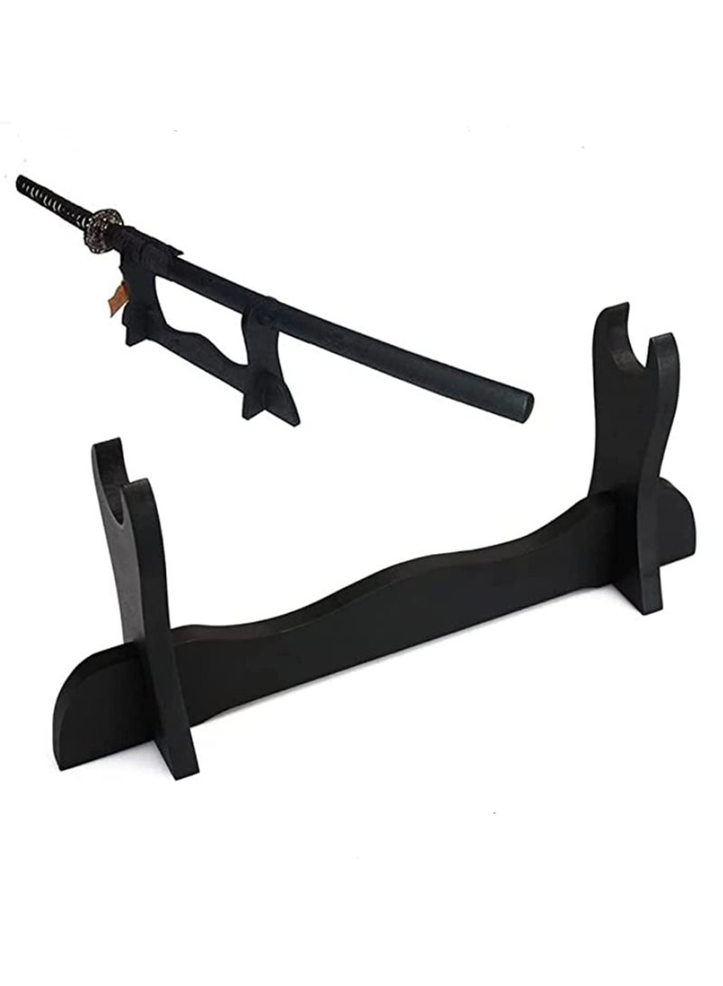 1 Layer Sword Stand Display Rack Katana & Wakizashi Holder for Storage or Showcase Durable Wood Fits Swords Tanto Flutes (Swords Not Included) - Image 1