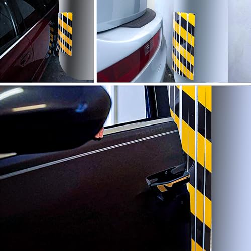 Garage Smith GWP06 Garage Wall Protector Foam Wall Column Corner Guard for Parking Garages - Reflective Wall Edge Protector - Wall Corner Edge and Bumpers Guards (4-Pack(Black Yellow)) - Image 2