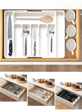 Large Expandable Silverware Tray White Classic Collection 8 Compartments Icons To Help Sort Flatware Cutlery Utensils Soft Grip Lining Bpa Free (White) - pzsku/Z85CD400E8D311DF6BF45Z/45/_/1710994978/899583c2-1ac6-4050-b73e-c515f0b573ef