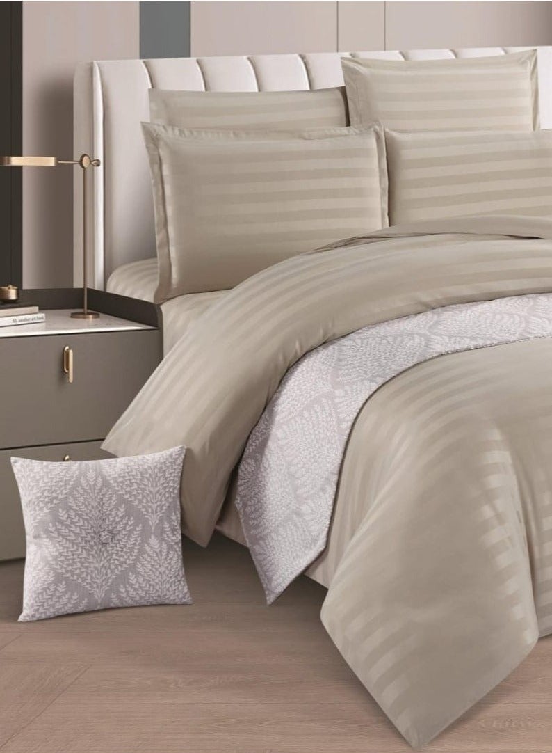 KAKA Double Microfiber Hotel Bedspread, Fits 200cm x 200cm Bed, 9 Pieces, with Removable Filling, Hotel Stripes Design - Image 2