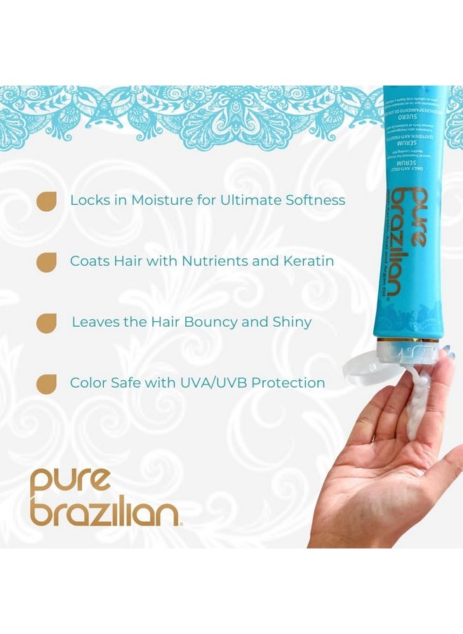 Pure Brazilian PURE BRAZILIAN Anti-frizz Daily Leave-in Serum - Strengthening Hair Treatment Formulated to Fortify and Protect Your Hair From Heat & UVA/UVB (13.5 Ounce / 400 Milliliter)  - Image 2