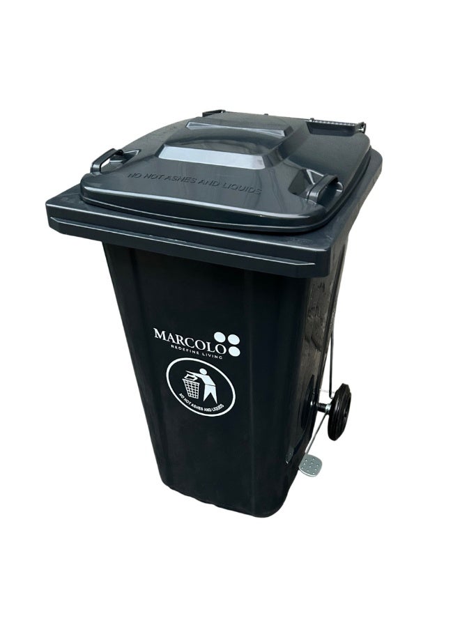 Marcolo 240L Heavy-Duty Pedal Dustbin with Side Pedal – Black – UV Resistant & Weatherproof HDPE Plastic – Outdoor & Indoor Waste Bin with Wheels - Image 2