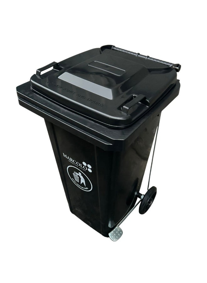 Marcolo 240L Heavy-Duty Pedal Dustbin with Side Pedal – Black – UV Resistant & Weatherproof HDPE Plastic – Outdoor & Indoor Waste Bin with Wheels - Image 3