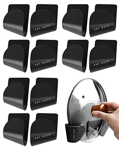Tendiren Pot Lid Organizer, 6 Pairs of Adjustable Wall Mount Pot Lid Holder Cabinet Door, Pot and Pan Hangers for Kitchen Wall Mount, Cabinet Door Lid Organizer, Save More Space - Image 1