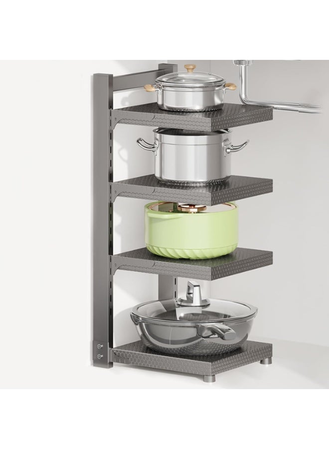 BLOOMING TIME Multi-Layer Under Sink Storage Organizer – Adjustable Shelf Rack for Kitchen Grey - Image 4