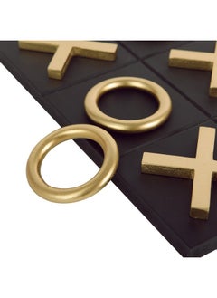 NIKKY HOME 12X12 Inch Tic Tac Toe Wood Game Board Classic Coffee Table Decor Modern Wooden Travel Game For Family, Black & Gold  - Image 5