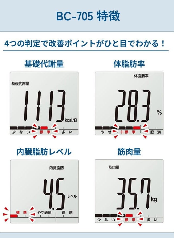 Tanita Body Composition Meter BC-705N-WH (White) Easy Measurement with Pita Function to Ride Made in Japan - Image 4